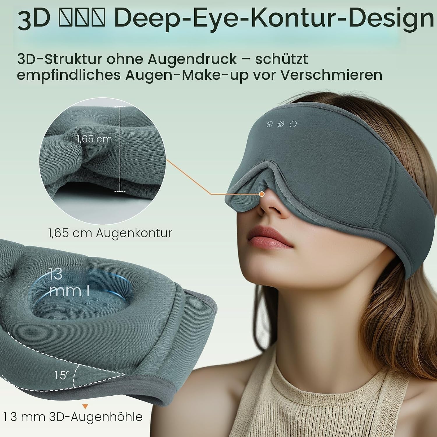 MUSICOZY Bambus-Baumwolle Schlafmaske Mit Kopfhörer, 3D Schlafkopfhörer Bluetooth V5.4 Augenmaske Schlafmaske Für Seitenschläfer, Sleep Mask Waschbar Schlafbrille Mit Mikrofon Für Herren/Frauen | Atmungsaktiver Angenehm Schlafmaske Bluetooth Kopfhörer Schlafkopfhörer,100% Verdunkelung Ohne Ohrdruck Für Seitenschläfer