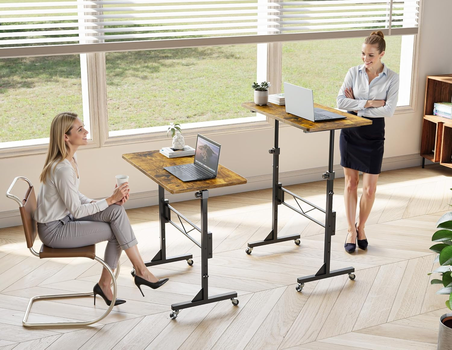 Höhenverstellbarer Schreibtisch Mit Rollen, Tisch Computertisch Schreibtisch Höhenverstellbar Stehpult Für Walking Pad Laufband Für Zuhause, PC Tisch Klein Für Home Office, 80 X 40Cm, Vintagebraun