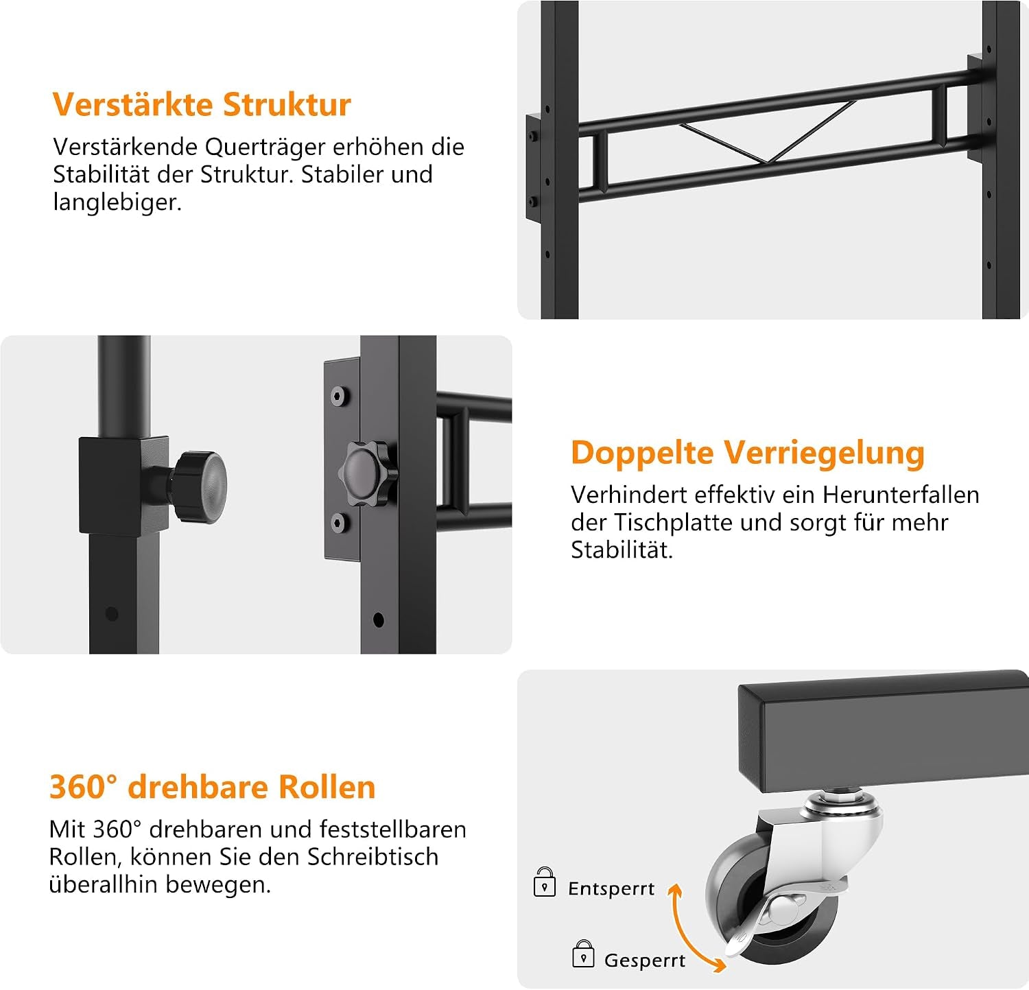 Höhenverstellbarer Schreibtisch Mit Rollen, Tisch Computertisch Schreibtisch Höhenverstellbar Stehpult Für Walking Pad Laufband Für Zuhause, PC Tisch Klein Für Home Office, 80 X 40Cm, Vintagebraun
