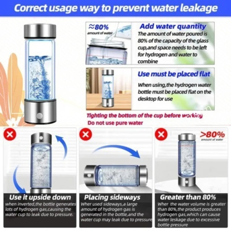 Portable Hydrogen Water Bottle Generator