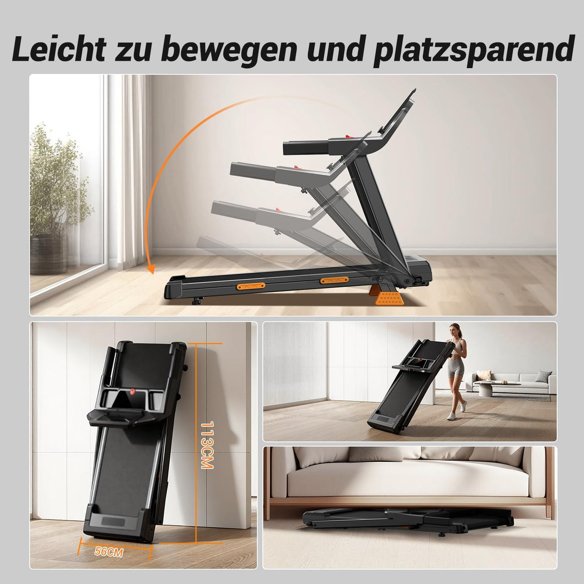 LONTEK Laufband Für Zuhause Klappbar Mit Steigung 15%