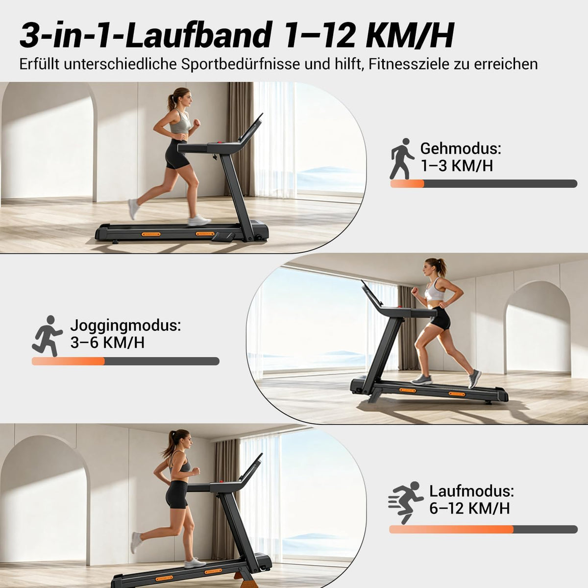 LONTEK Laufband Für Zuhause Klappbar Mit Steigung 15%